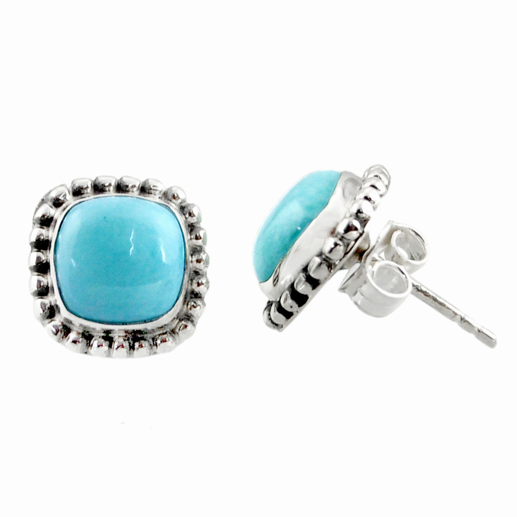 7.24cts natural blue larimar 925 sterling silver stud earrings jewelry r36617