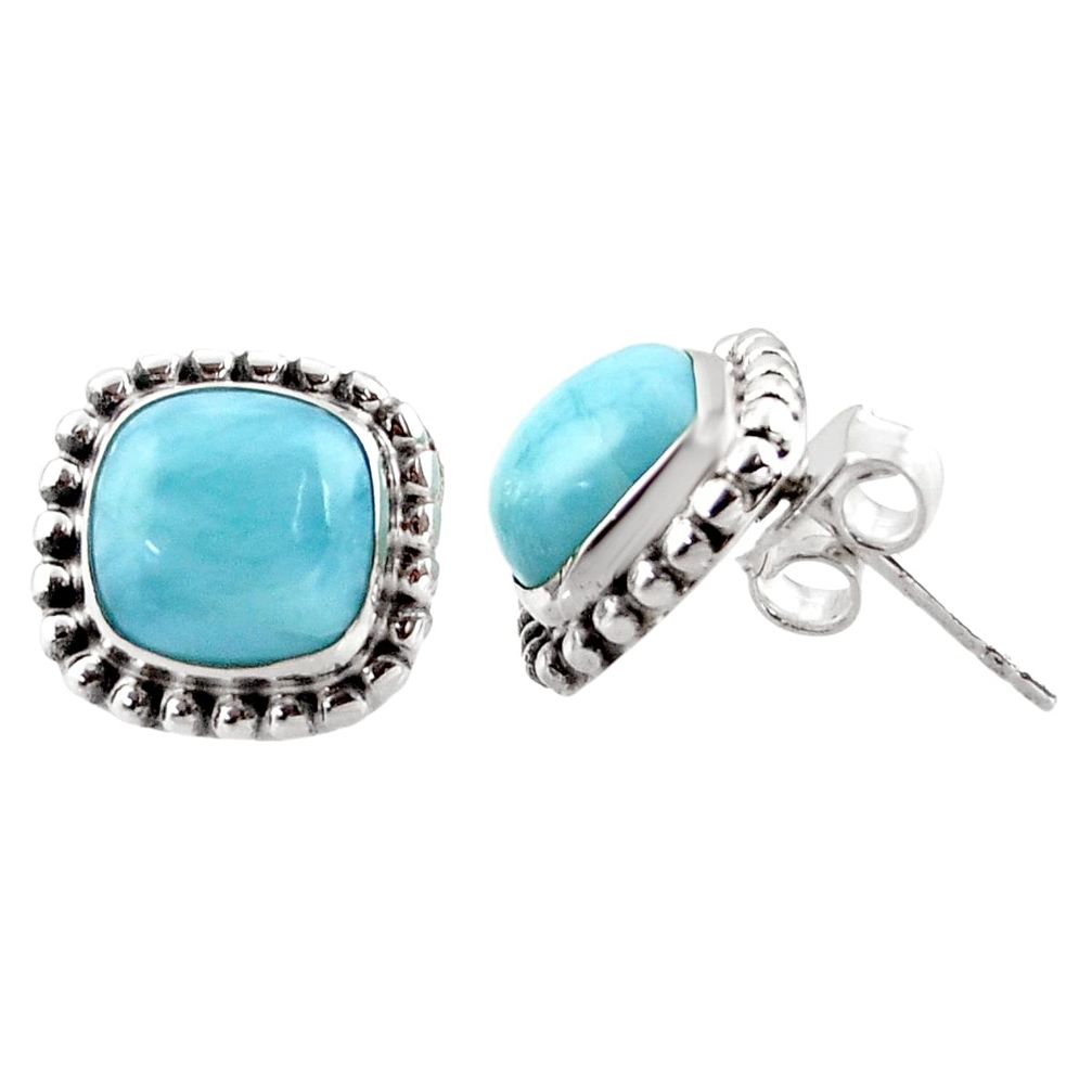7.24cts natural blue larimar 925 sterling silver stud earrings jewelry r36619
