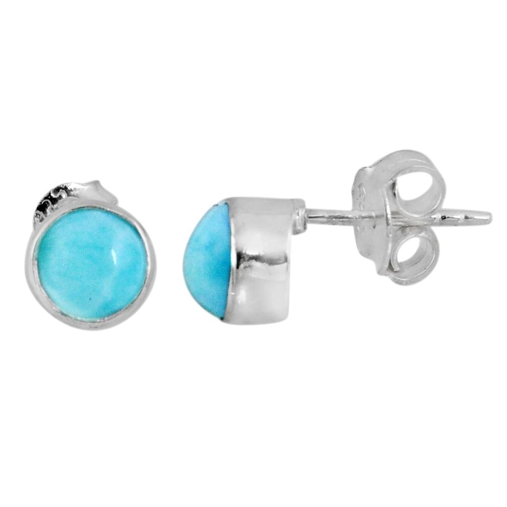 2.23cts natural blue larimar 925 sterling silver stud earrings jewelry r56442