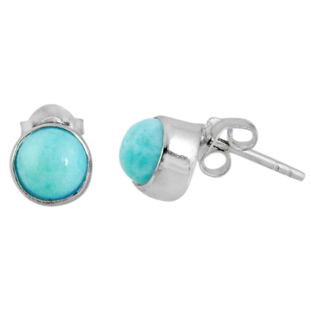 1.79cts natural blue larimar 925 sterling silver stud earrings jewelry r56445