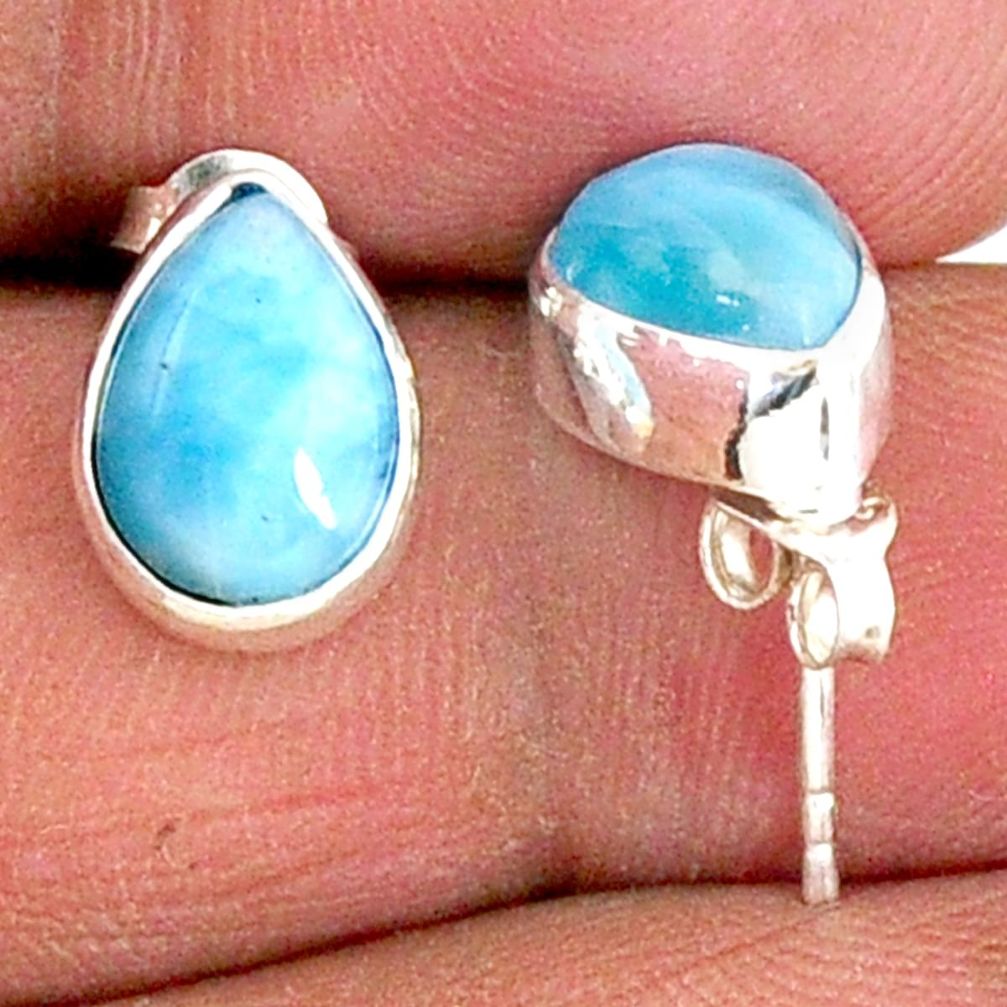 4.93cts natural blue larimar 925 sterling silver stud earrings jewelry r56462