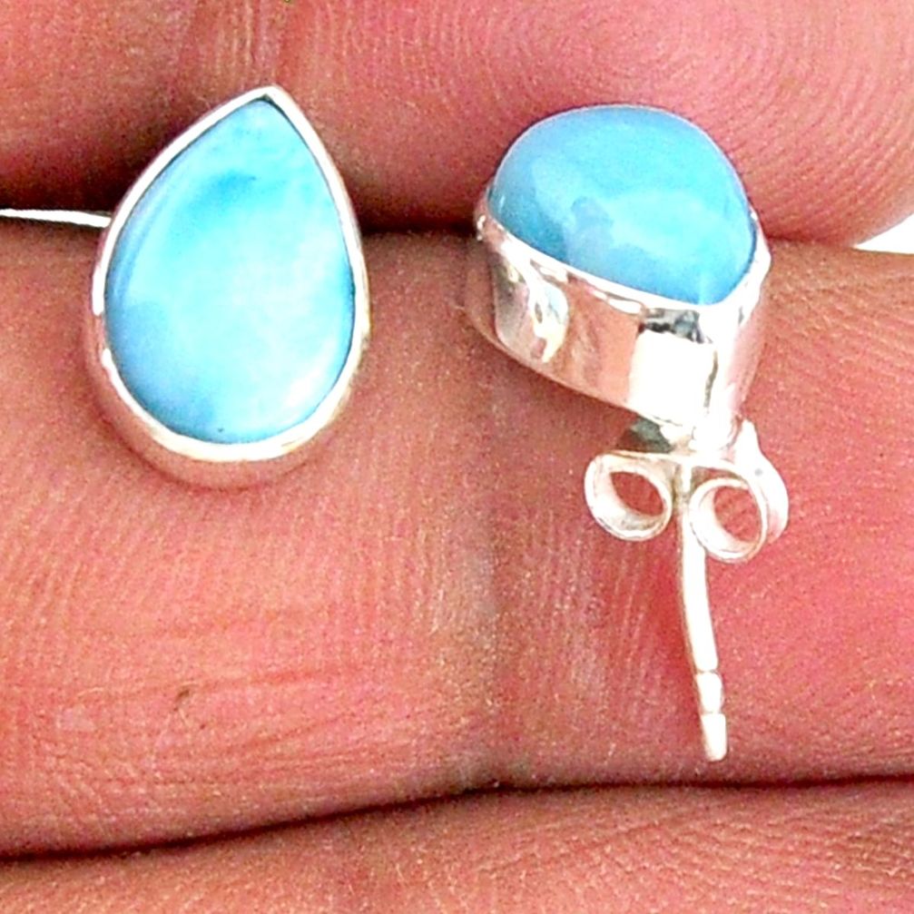 4.93cts natural blue larimar 925 sterling silver stud earrings jewelry r56463