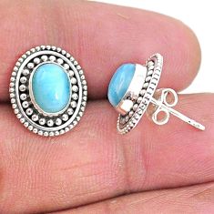 4.08cts natural blue larimar 925 sterling silver handmade stud earrings t4008