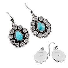 14.83cts natural blue larimar crystal 925 sterling silver dangle earrings c32682