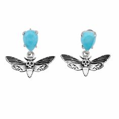 5.33cts natural blue larimar pear 925 sterling silver butterfly earrings n48560