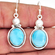 13.79cts natural blue larimar pearl 925 sterling silver dangle earrings y79621