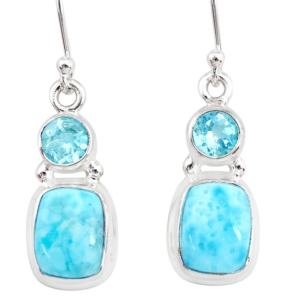 9.46cts natural blue larimar topaz 925 sterling silver dangle earrings r83800
