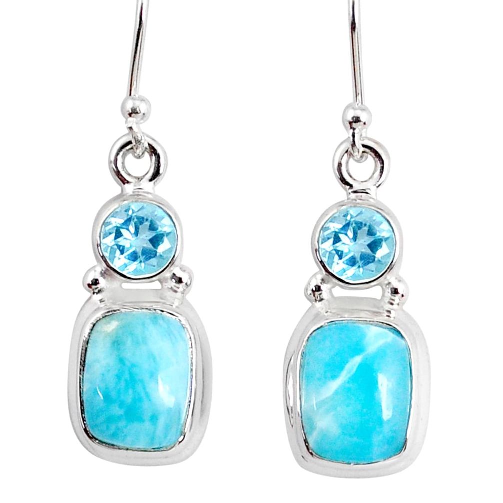 8.80cts natural blue larimar topaz 925 sterling silver dangle earrings r83862