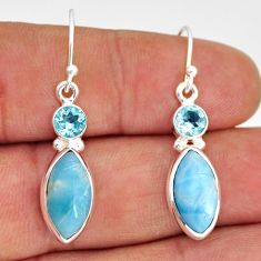 12.01cts natural blue larimar topaz 925 sterling silver dangle earrings y77066