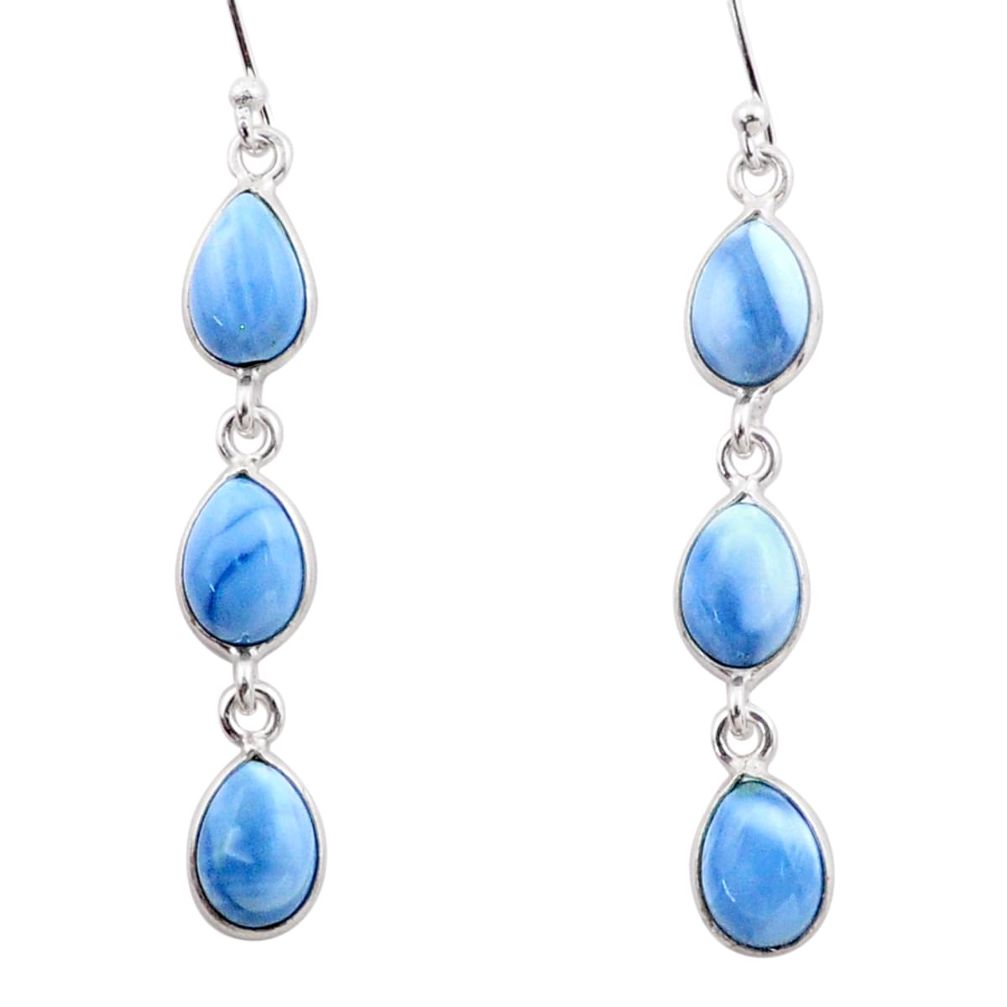 8.48cts natural blue owyhee opal 925 sterling silver dangle earrings t82701