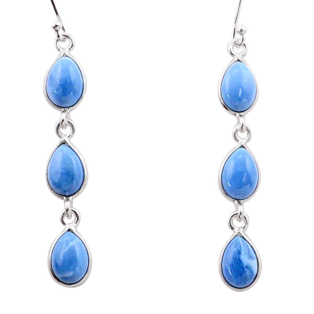 9.07cts natural blue owyhee opal 925 sterling silver dangle earrings t82702