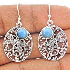 2.20cts natural blue owyhee opal 925 sterling silver dragonfly earrings t80969