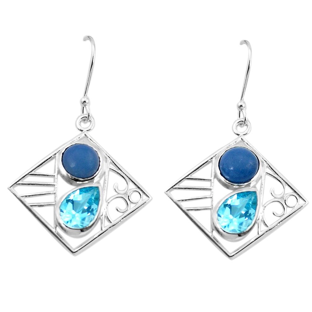 7.51cts natural blue owyhee opal topaz 925 silver dangle earrings jewelry p32505