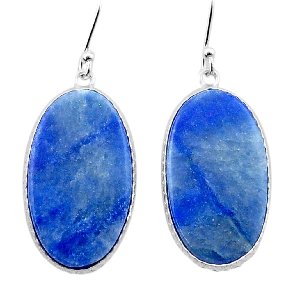 16.88cts natural blue quartz palm stone 925 sterling silver earrings u41216