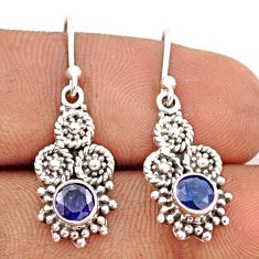 1.74cts natural blue sapphire 925 silver dangle circle of life earrings t82571
