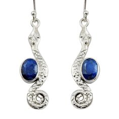 3.83cts natural blue sapphire 925 sterling silver anaconda snake earrings y36450