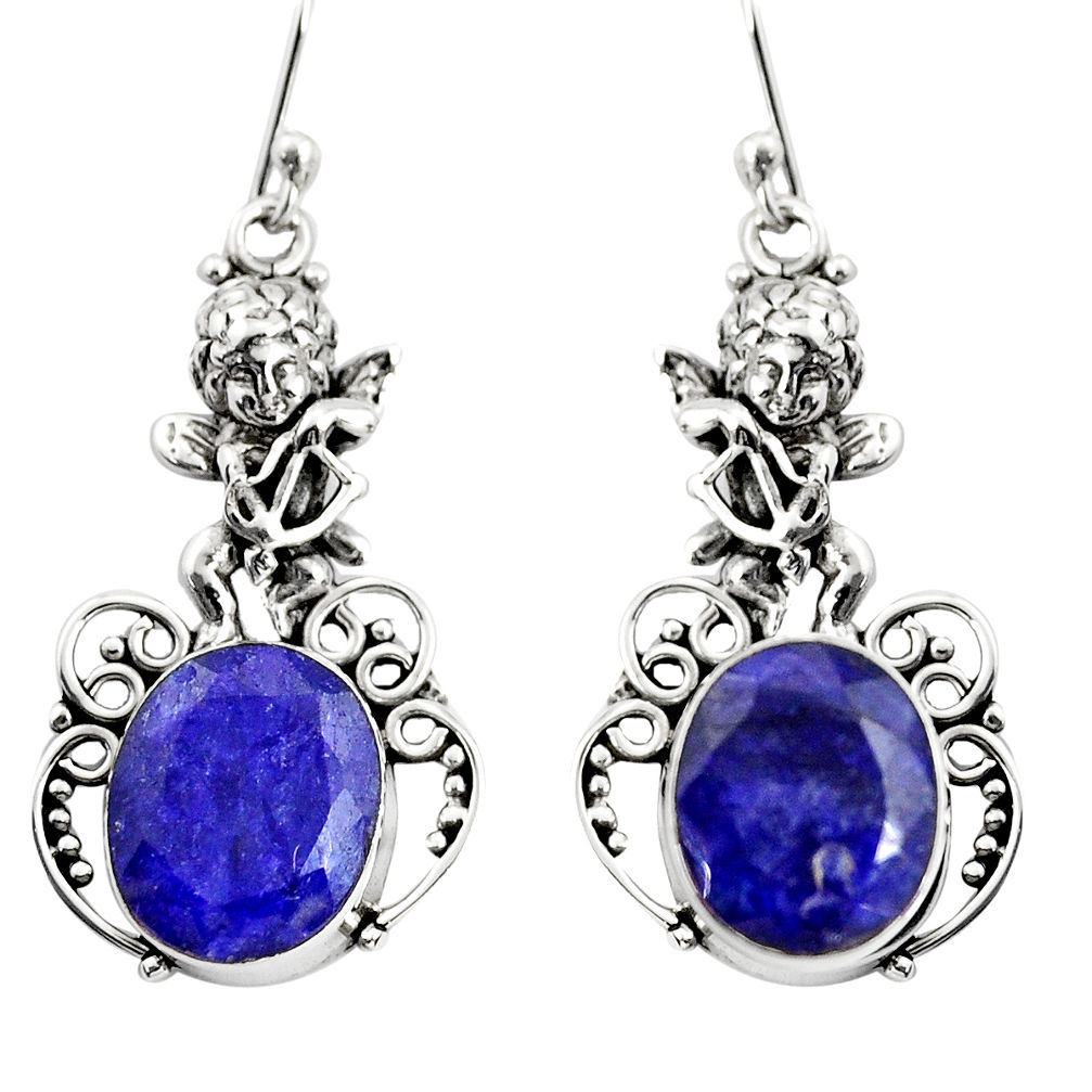 10.44cts natural blue sapphire 925 sterling silver angel earrings jewelry r24915