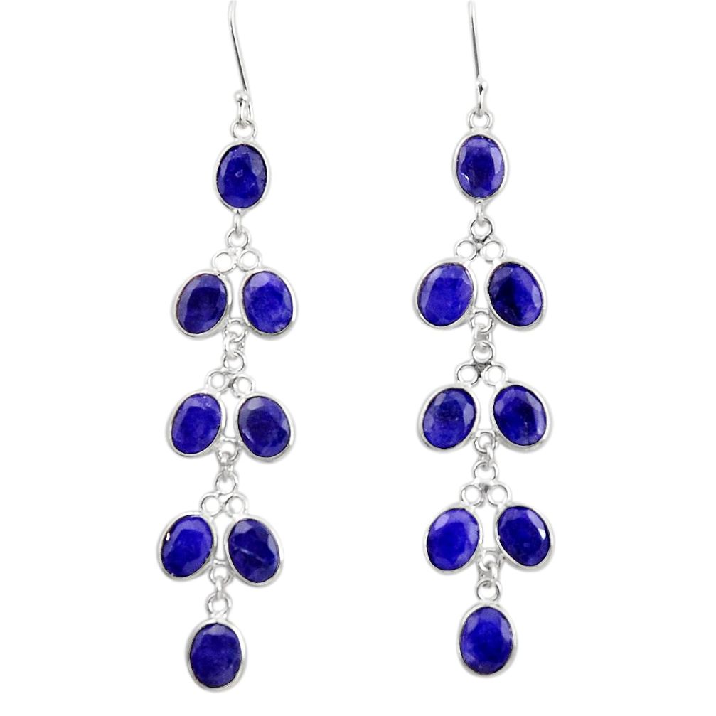 22.48cts natural blue sapphire 925 sterling silver chandelier earrings d39853