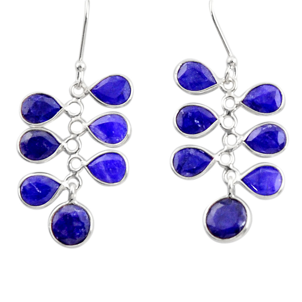 14.08cts natural blue sapphire 925 sterling silver chandelier earrings d39867