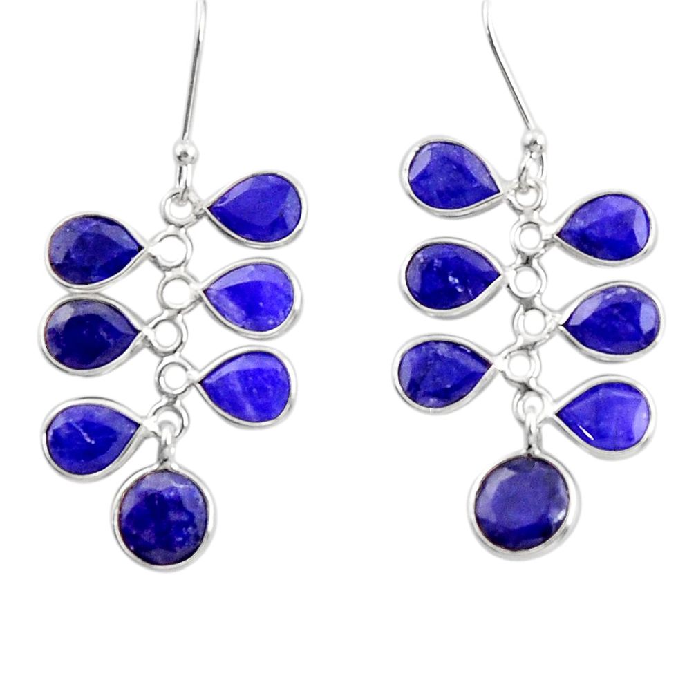 15.34cts natural blue sapphire 925 sterling silver chandelier earrings d39868