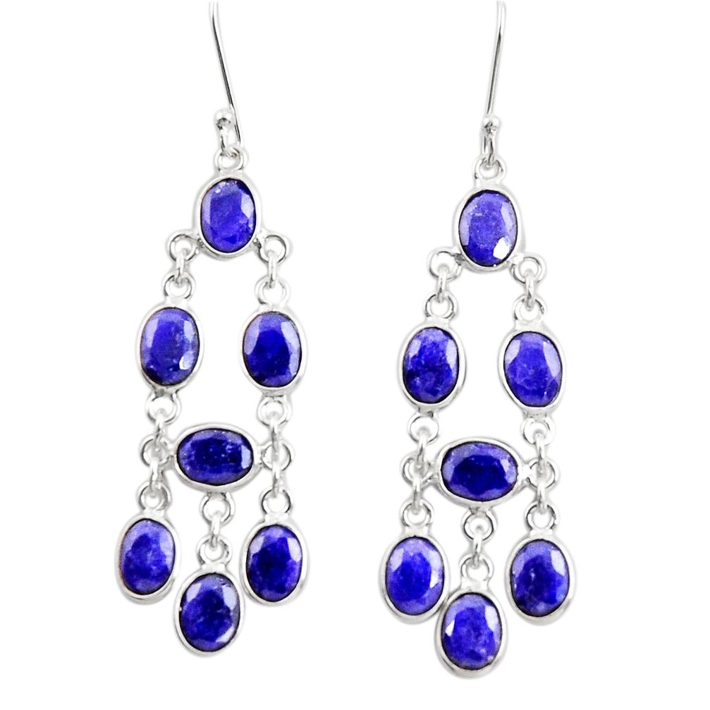 18.73cts natural blue sapphire 925 sterling silver chandelier earrings d39870