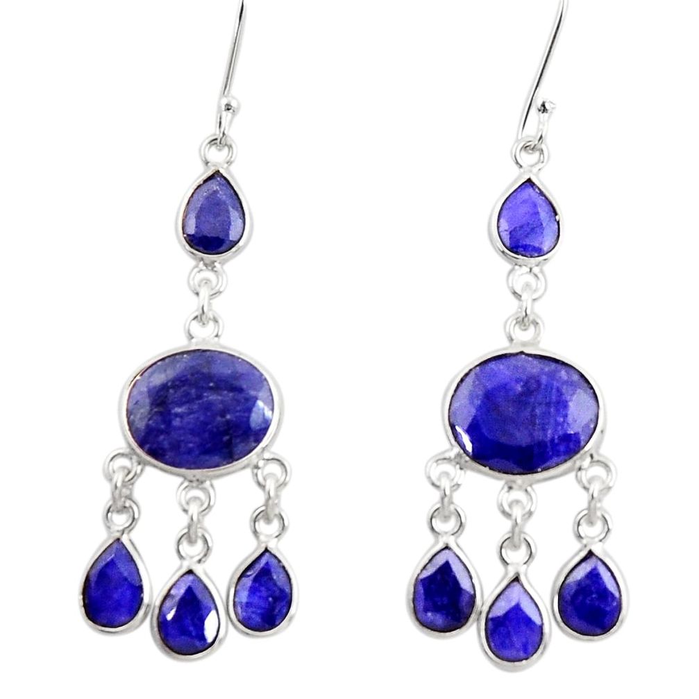 18.73cts natural blue sapphire 925 sterling silver chandelier earrings d39872