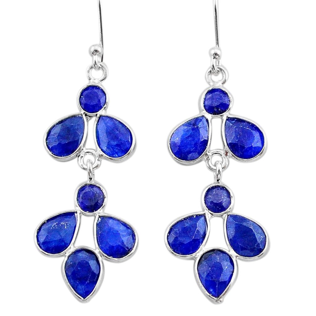 10.11cts natural blue sapphire 925 sterling silver chandelier earrings t38882