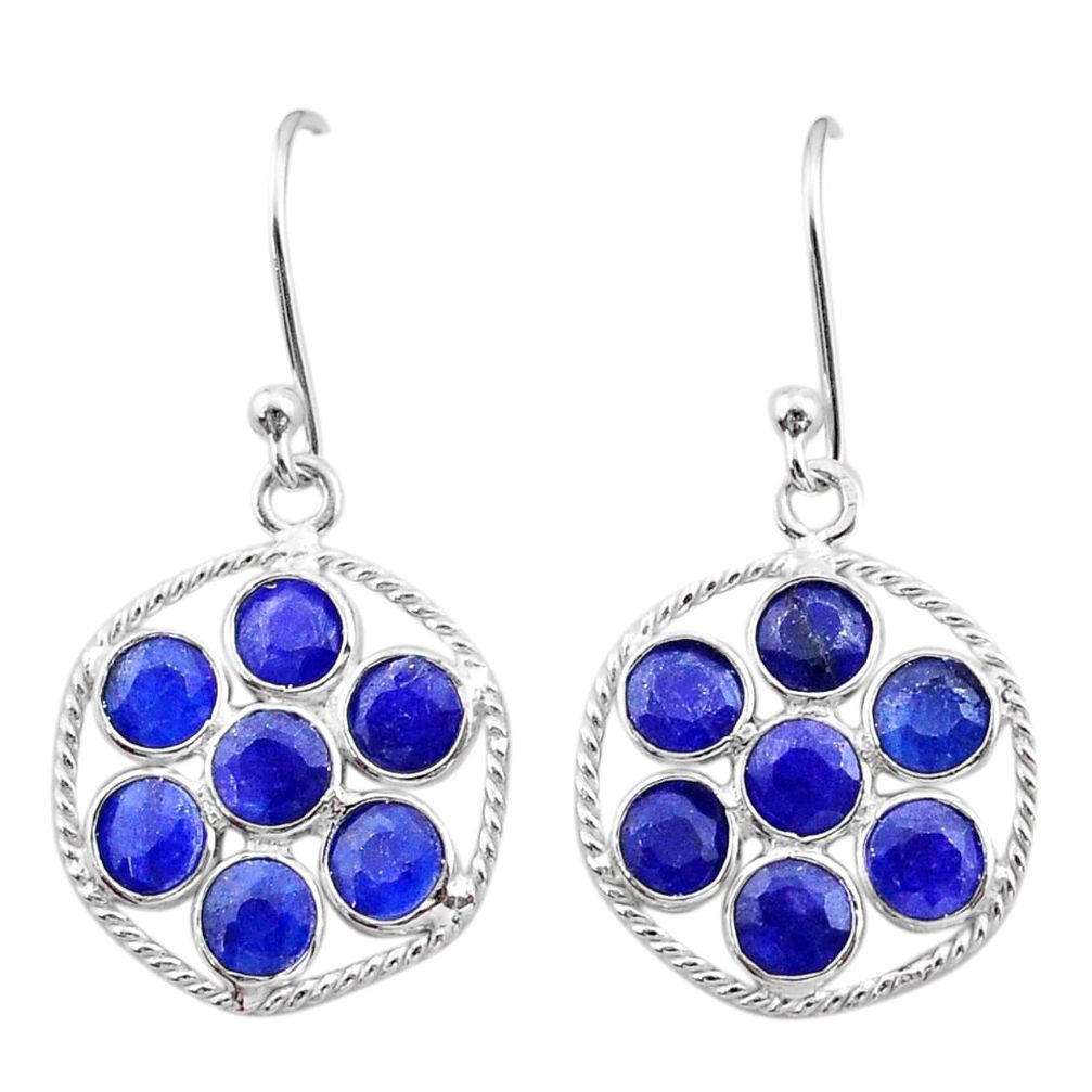 7.18cts natural blue sapphire 925 sterling silver chandelier earrings t38912