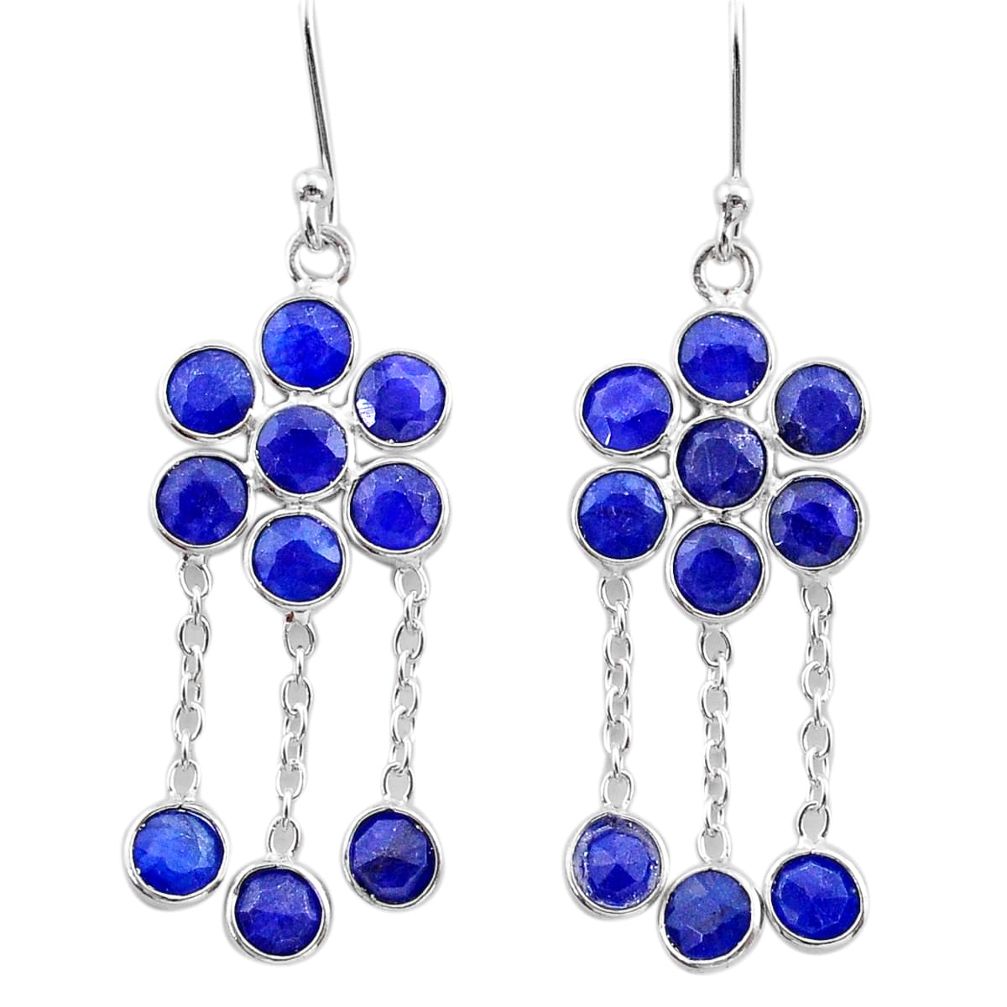 8.10cts natural blue sapphire 925 sterling silver chandelier earrings t38914