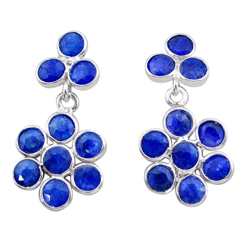 7.23cts natural blue sapphire 925 sterling silver chandelier earrings t38934