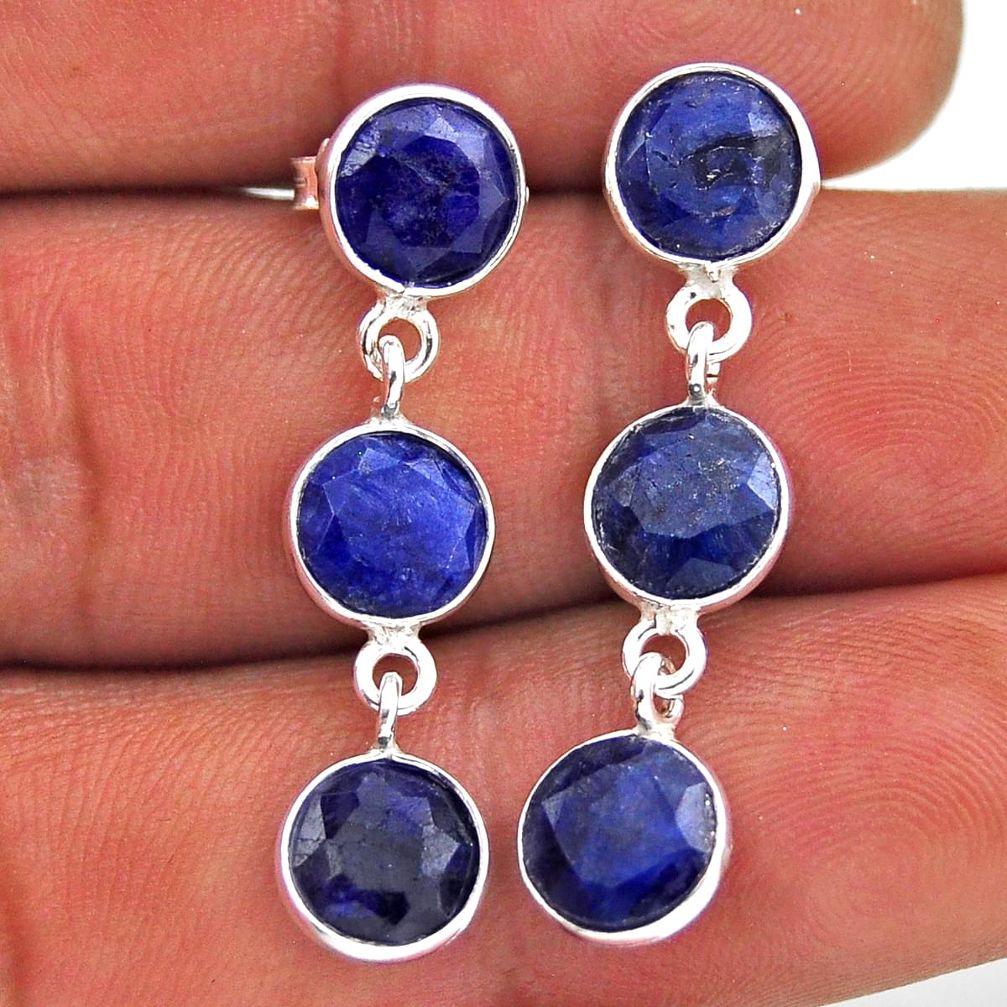 9.86cts natural blue sapphire 925 sterling silver dangle earrings jewelry n38895