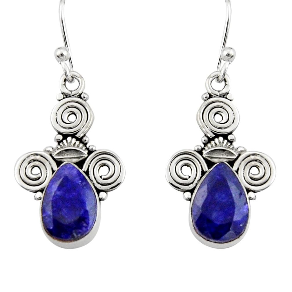 4.08cts natural blue sapphire 925 sterling silver dangle earrings jewelry r19861