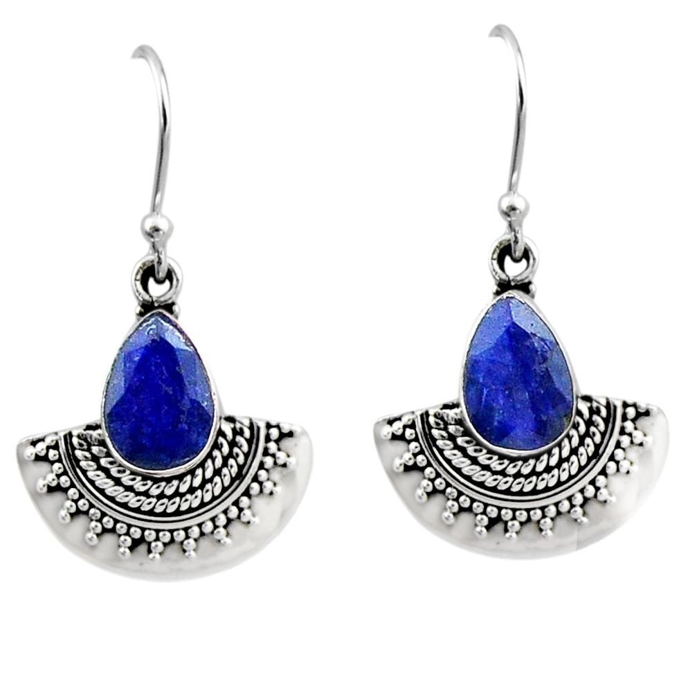 4.69cts natural blue sapphire 925 sterling silver dangle earrings jewelry t68023
