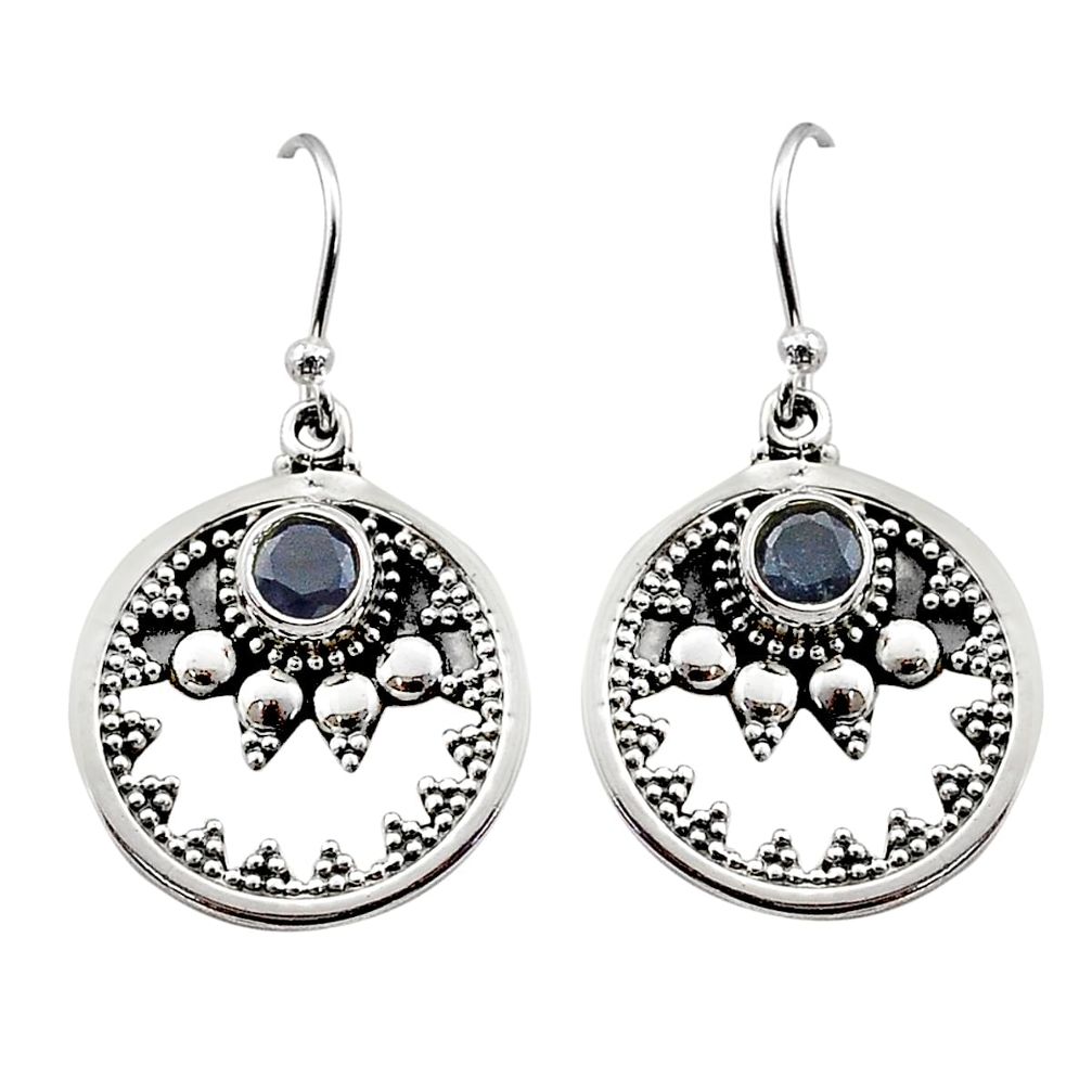 2.00cts natural blue sapphire 925 sterling silver dangle earrings jewelry t68128