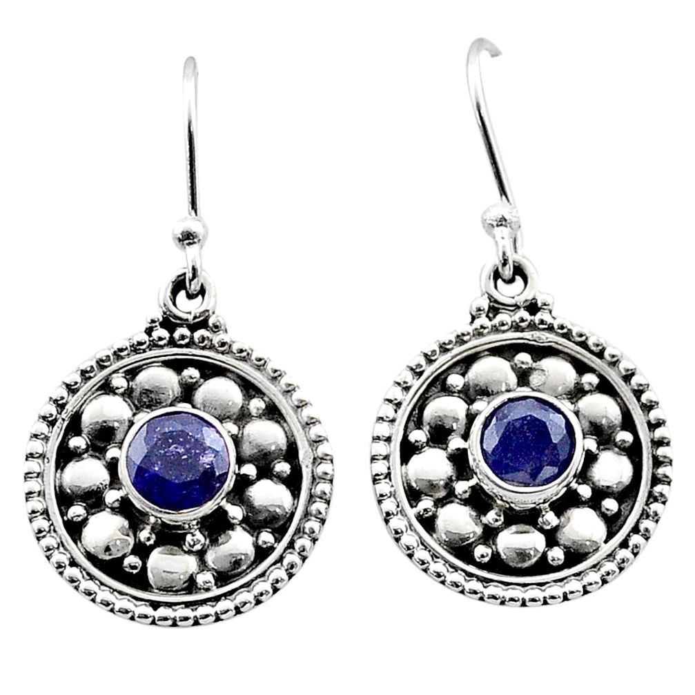 1.74cts natural blue sapphire 925 sterling silver dangle earrings jewelry t68249