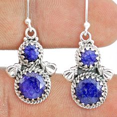 6.10cts natural blue sapphire 925 sterling silver dangle earrings jewelry u31647