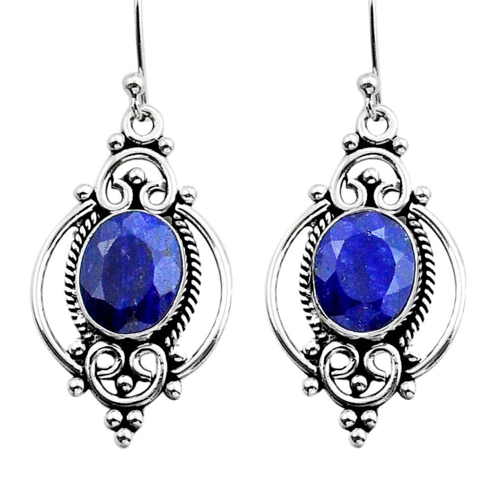8.44cts natural blue sapphire 925 sterling silver dangle earrings jewelry y15694