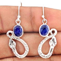 4.31cts natural blue sapphire 925 sterling silver snake earrings jewelry t80906