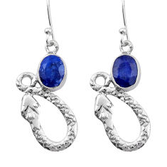 4.31cts natural blue sapphire 925 sterling silver snake earrings jewelry y32097