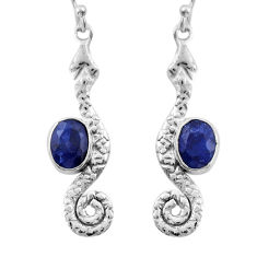 4.31cts natural blue sapphire 925 sterling silver snake earrings jewelry y32172