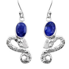 3.31cts natural blue sapphire 925 sterling silver snake earrings jewelry y34575