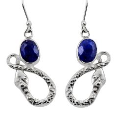 4.30cts natural blue sapphire 925 sterling silver snake earrings jewelry y45290