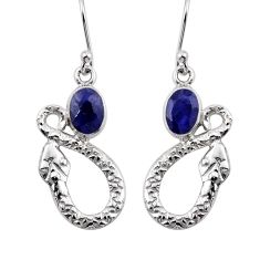 2.95cts natural blue sapphire 925 sterling silver snake earrings jewelry y45473