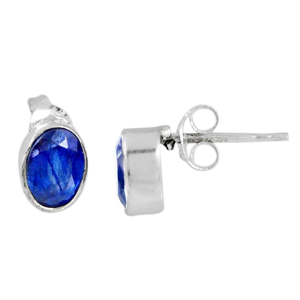 2.81cts natural blue sapphire 925 sterling silver stud earrings jewelry r56429