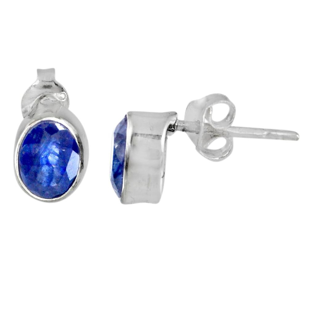 3.10cts natural blue sapphire 925 sterling silver stud earrings jewelry r56437