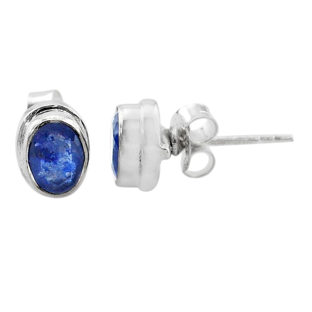 3.50cts natural blue sapphire 925 sterling silver stud earrings jewelry t19309