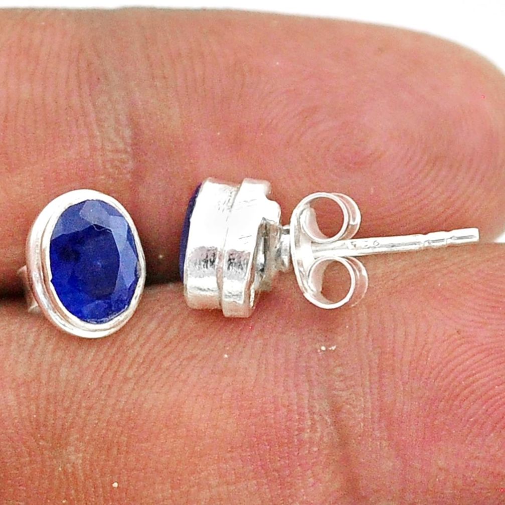 3.22cts natural blue sapphire 925 sterling silver stud earrings jewelry t39585