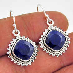 11.54cts natural blue sapphire cushion sterling silver dangle earrings n18777
