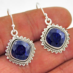 11.27cts natural blue sapphire cushion sterling silver dangle earrings n18778