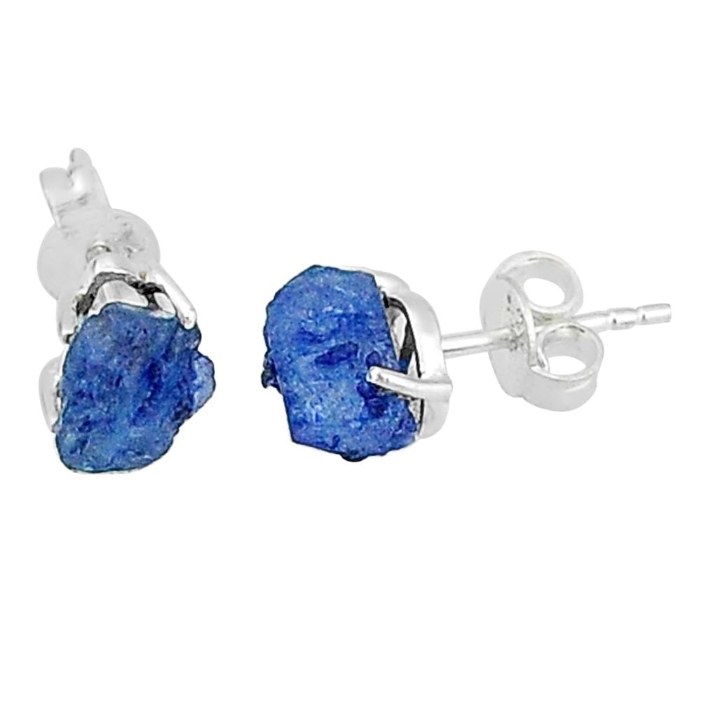 4.84cts natural blue sapphire rough 925 sterling silver earrings jewelry t7493